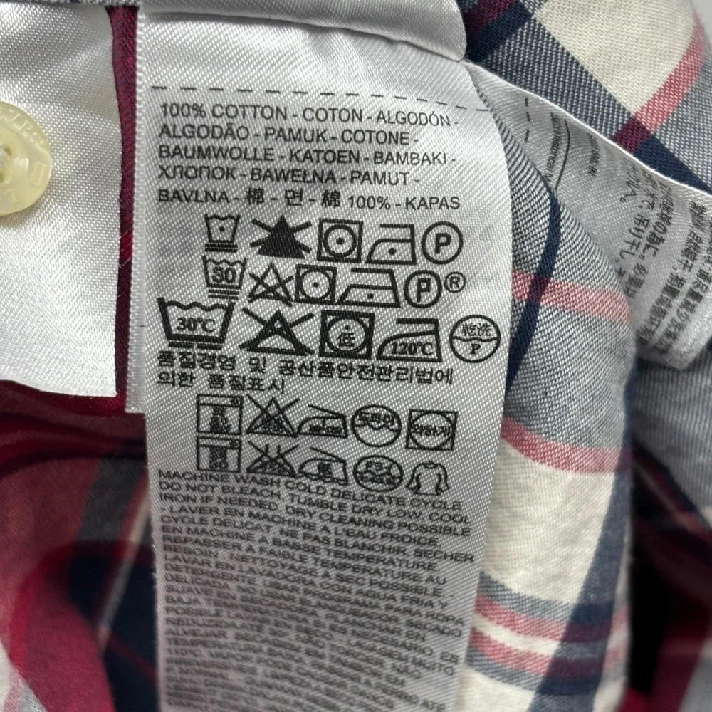 Levi's Plaid Western Shirt Mens M Red Blue Pearl Snap Long Sleeve